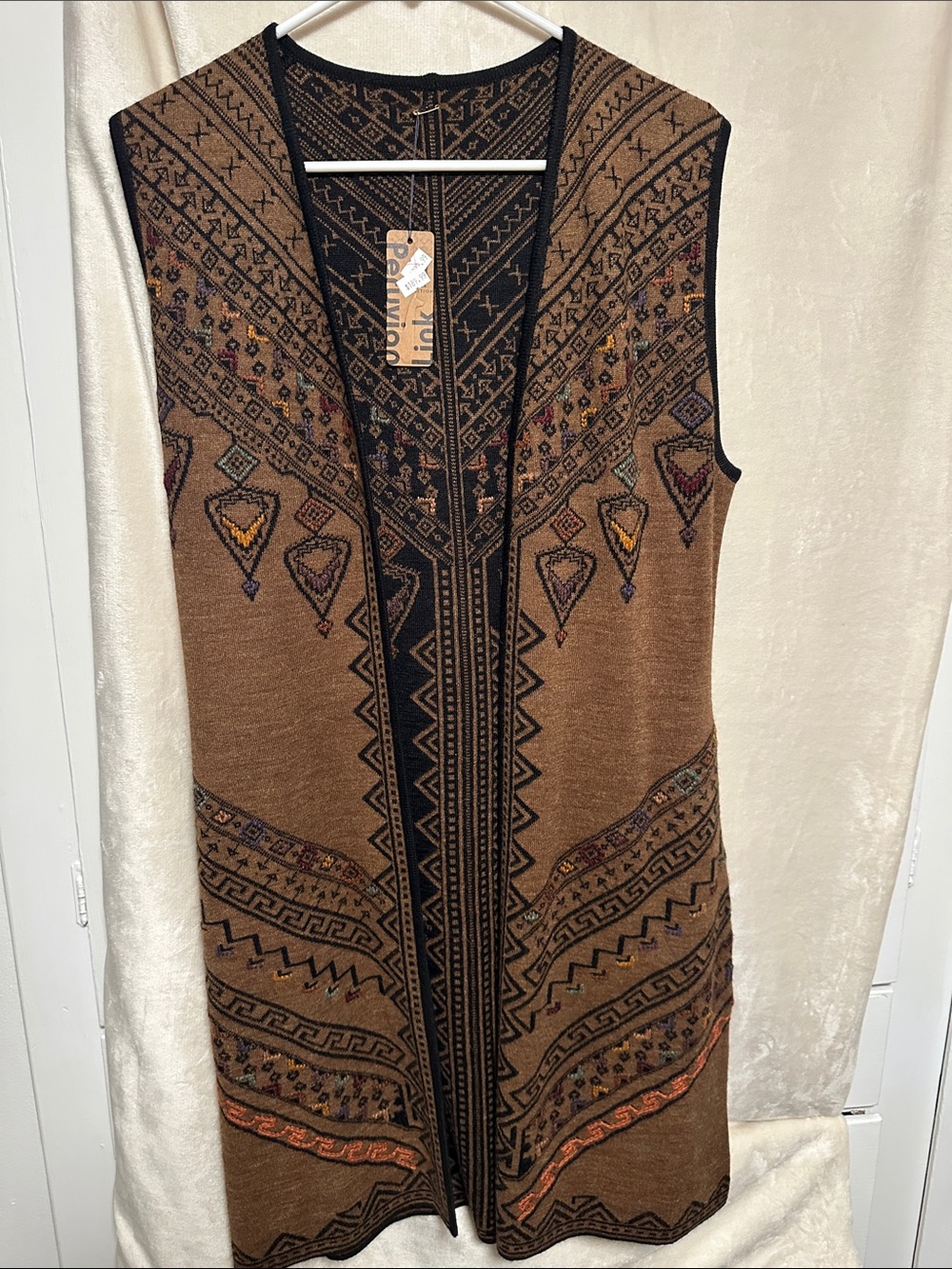 Peruvian Link Alpaca Blend Vest - Black & Brown